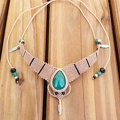 8103 Collar macrame con piedra  Agata Verde